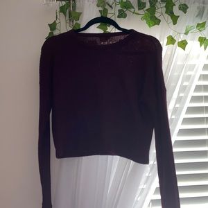 Womens Maroon Cropped Sweater